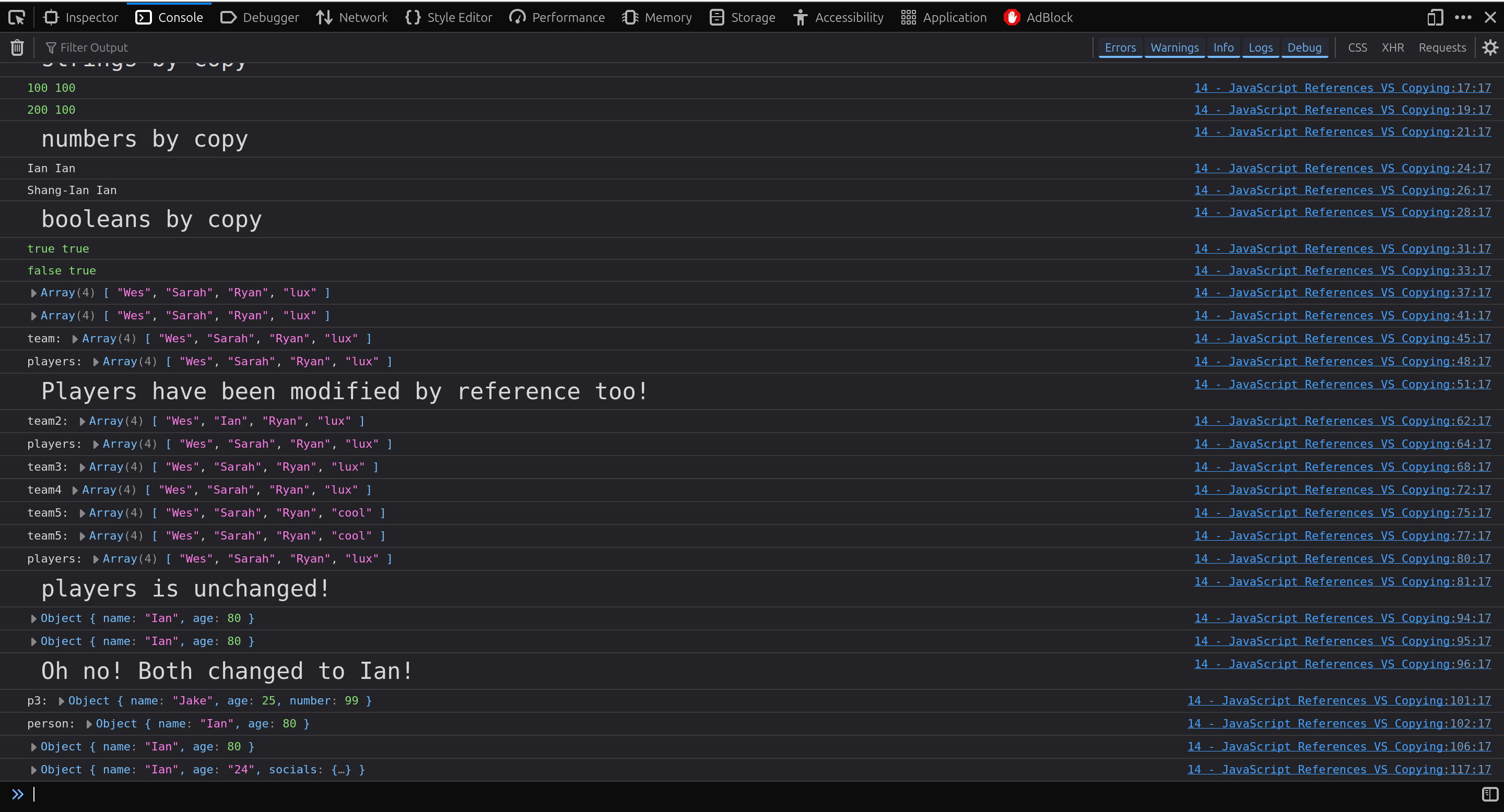 Day 14 JS References VS Copying preview